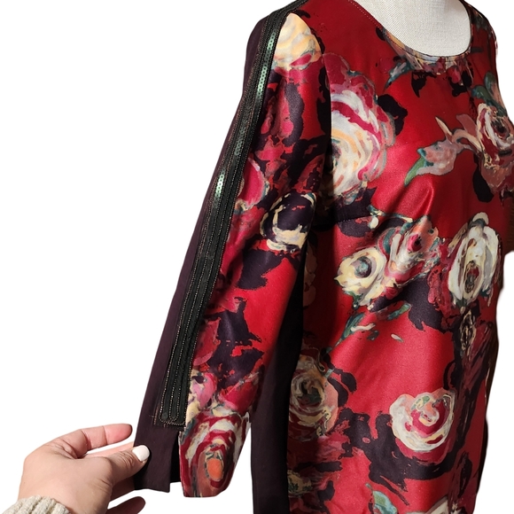 SFIZIO Floral Dress Womens Small Red Italian Designer NWT - Picture 5 of 15